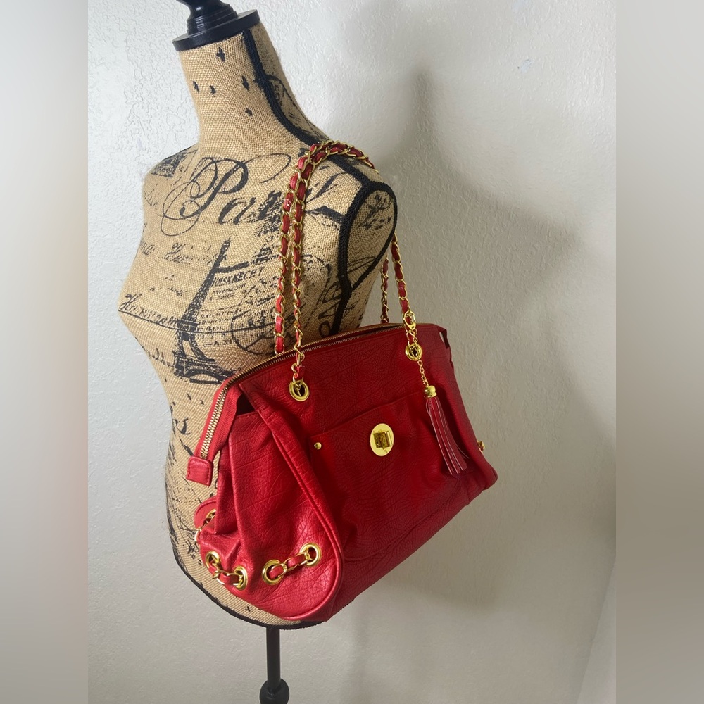 Mark. Vibrant Red Bag with Gold Details